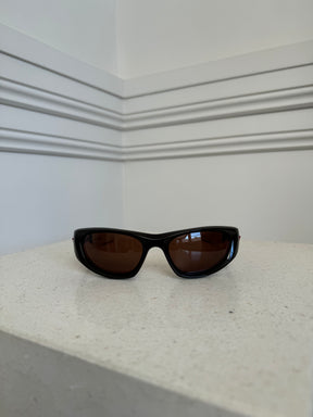 Bottega Veneta Brown Oval Sunglasses with Rubber Arm