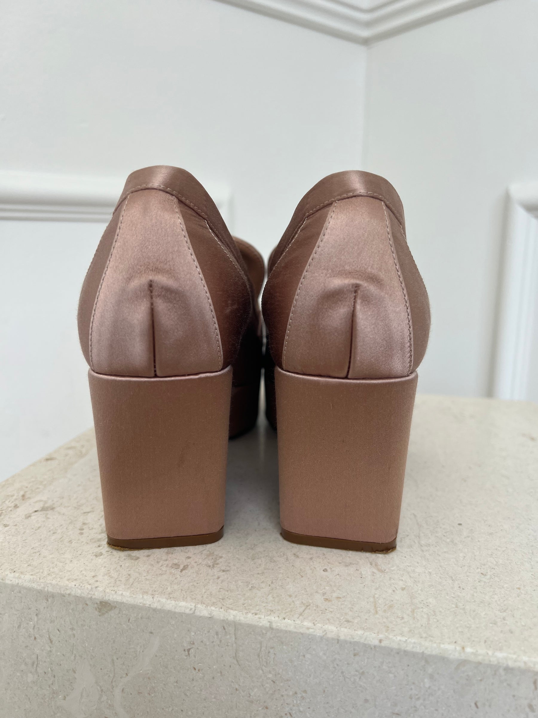 Zimmermann Blush Satin Platfrom Loafers, 40