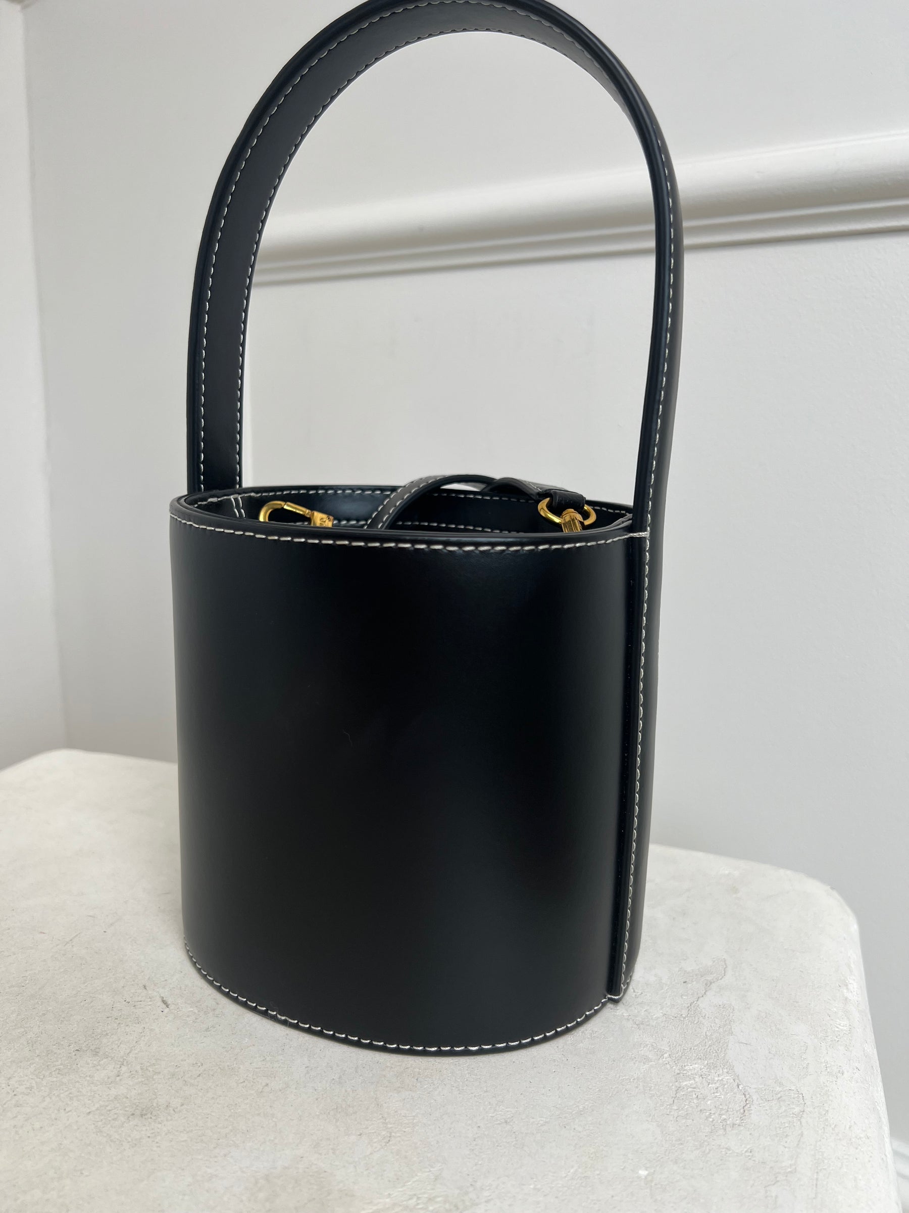 Staud Leather Bucket Bag Black