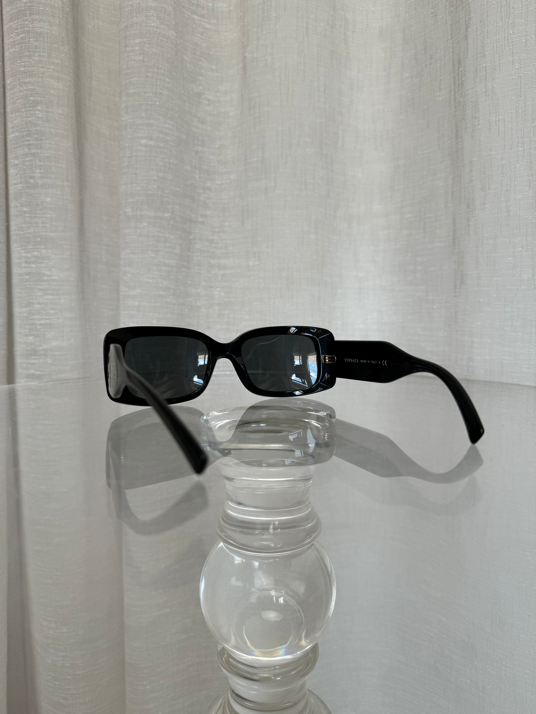 Versace Black Rectangle Logo Sunglasses