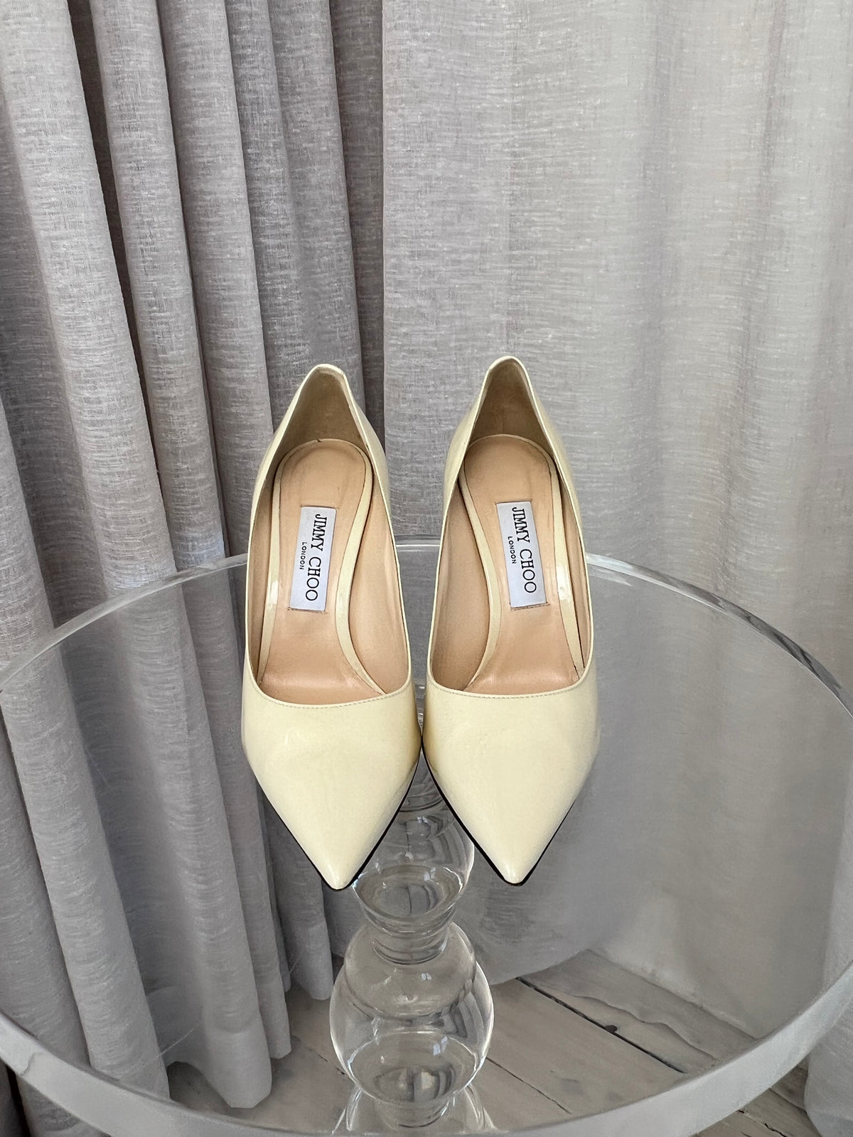 Jimmy Choo Ivory Patent High Heel Pump, 38