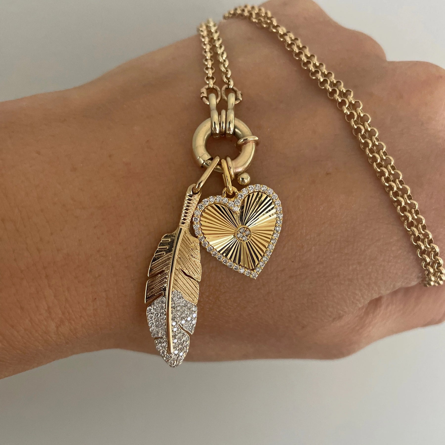 Goldie Paris Yellow Gold Diamond Feather Pendant