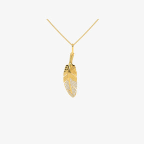 Goldie Paris Yellow Gold Diamond Feather Pendant