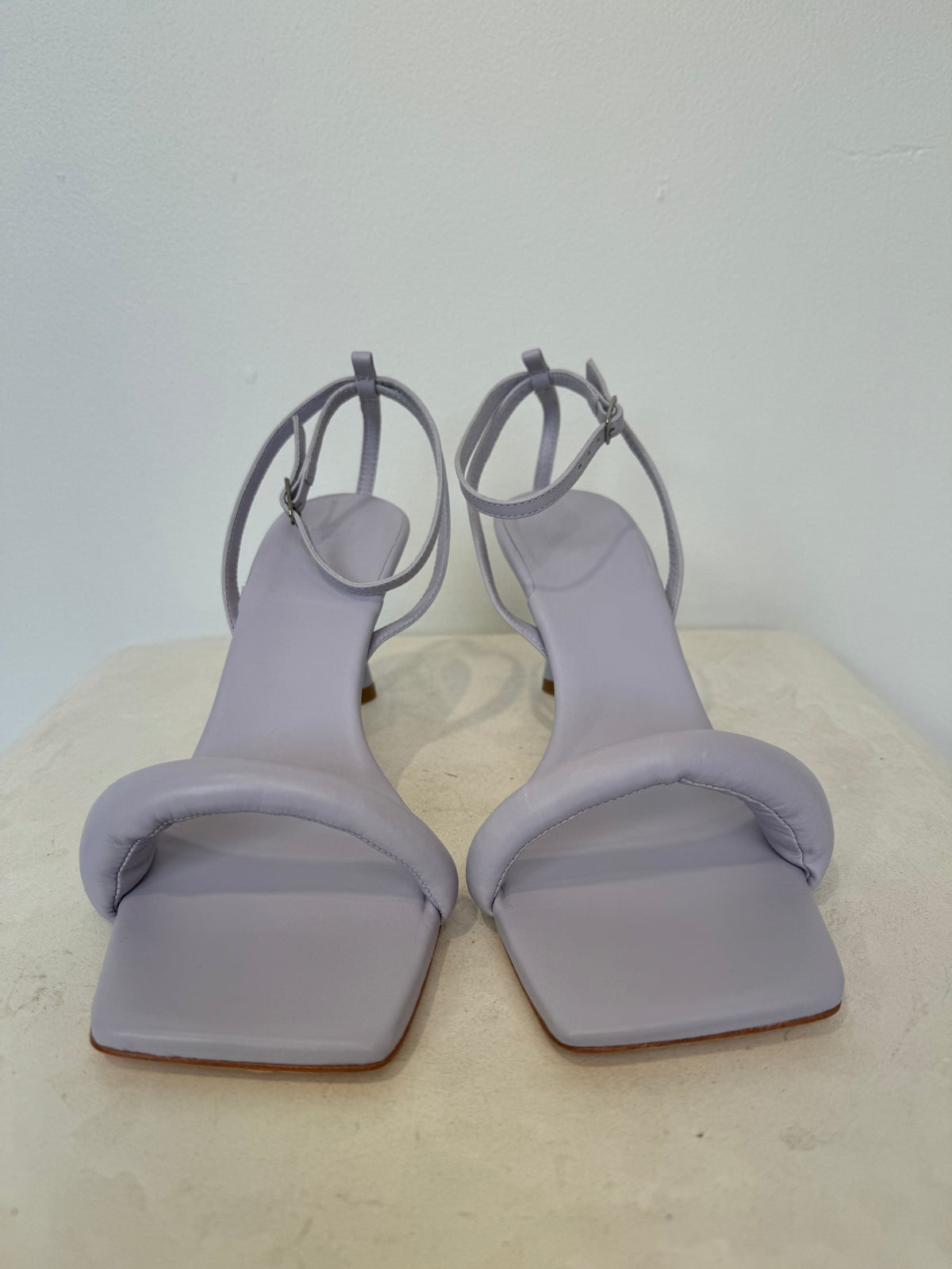 Tibi Lilac Leather Ankle Strap Heels, 39.5