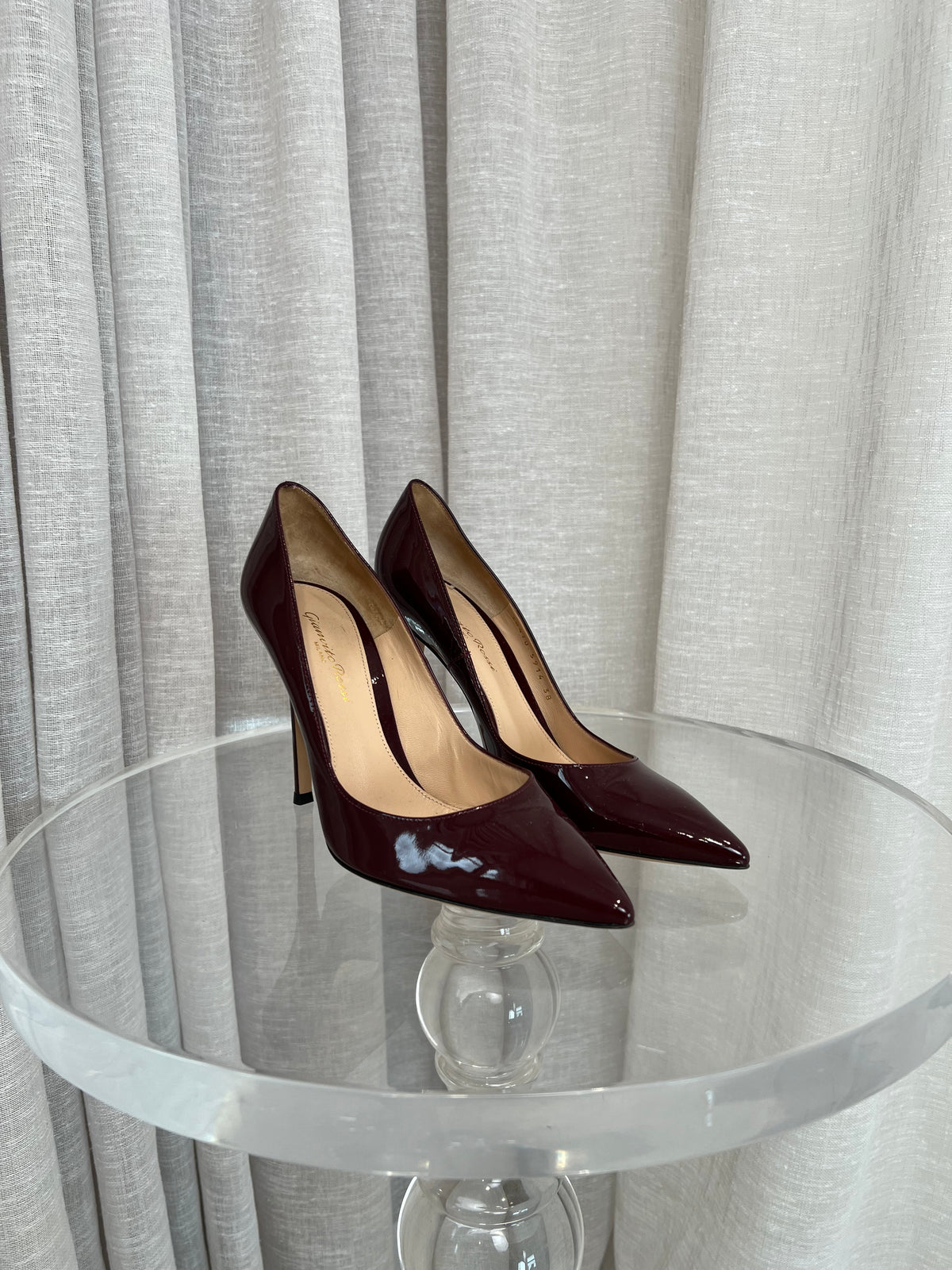 Gianvito Rossi Burgundy Patent Leather Pumps, 38