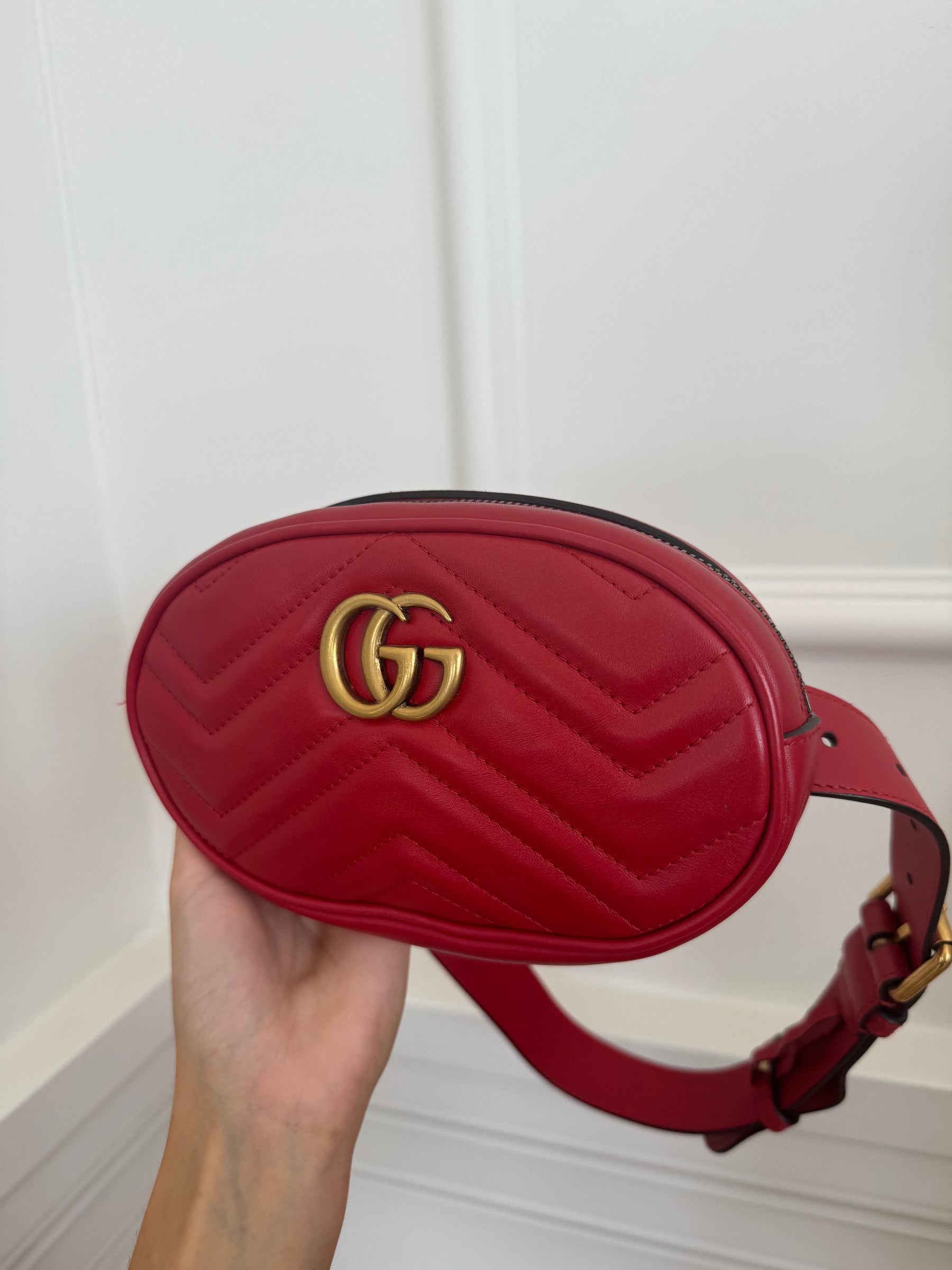 Gucci Red Marmont GG Bum Bag