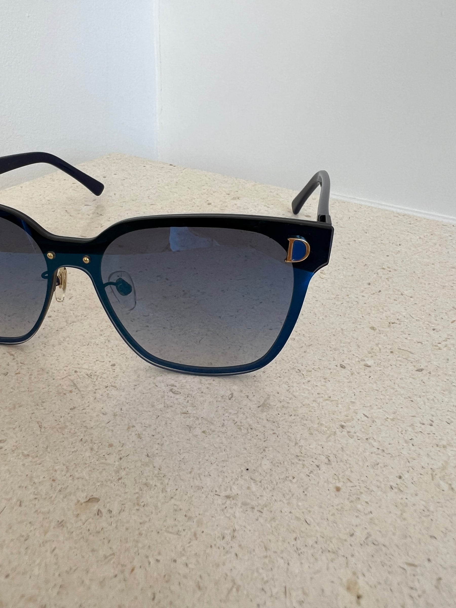 Dior Metallic Blue Square CD Sunglasses