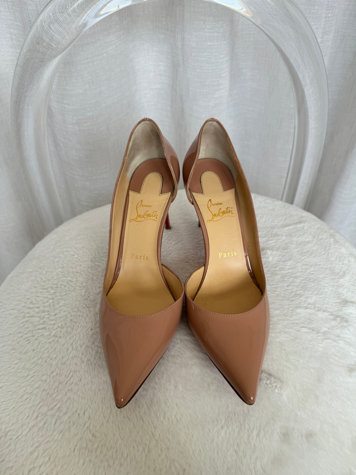 Christian Louboutin Beige Patent Iriza Pump 85mm, 39.5