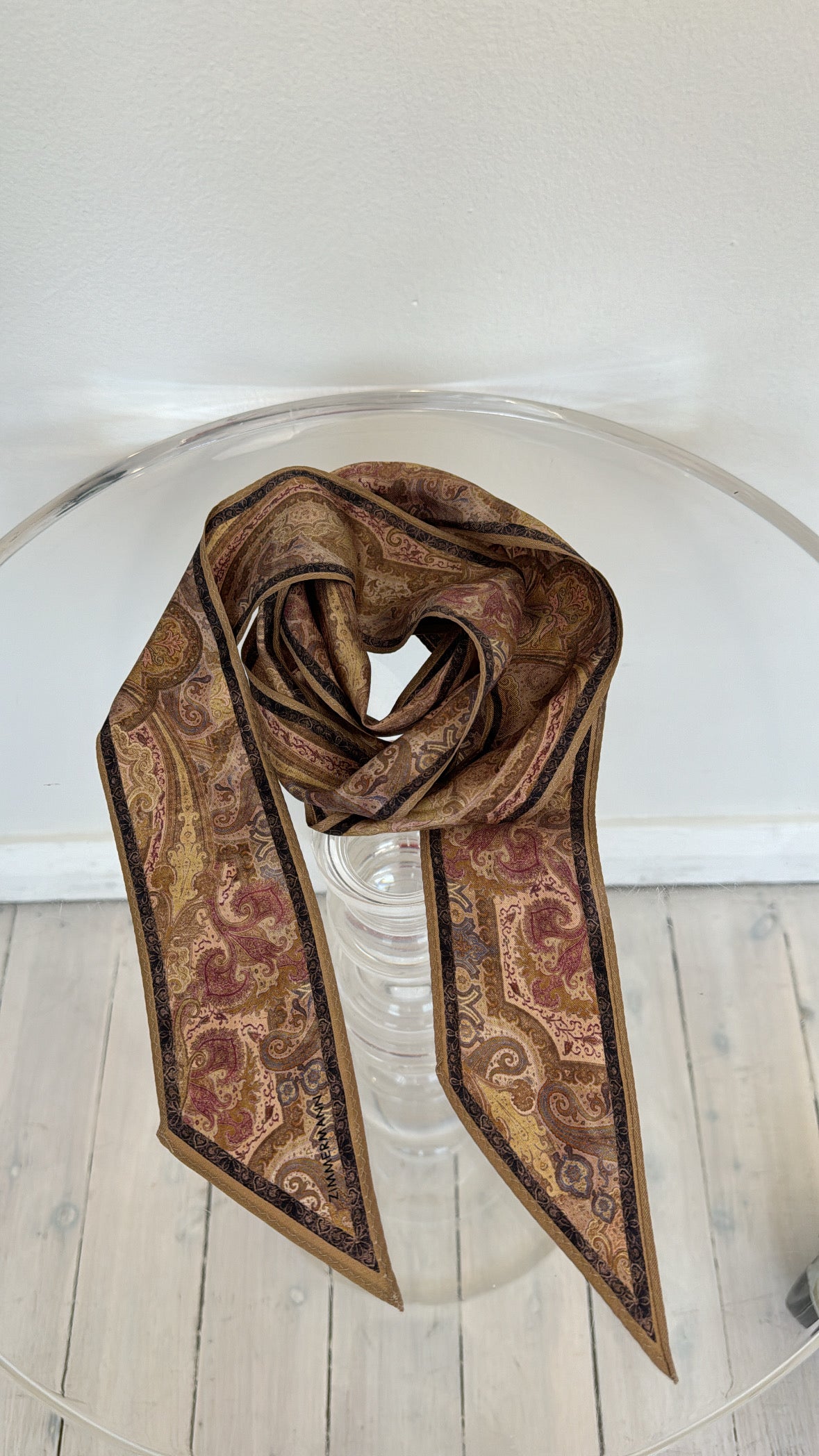 Zimmermann Brown and Maroon Paisley Silk Long Twilly