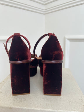 Zimmermann Maroon Velvet Chunky Platfrom Heels, 40