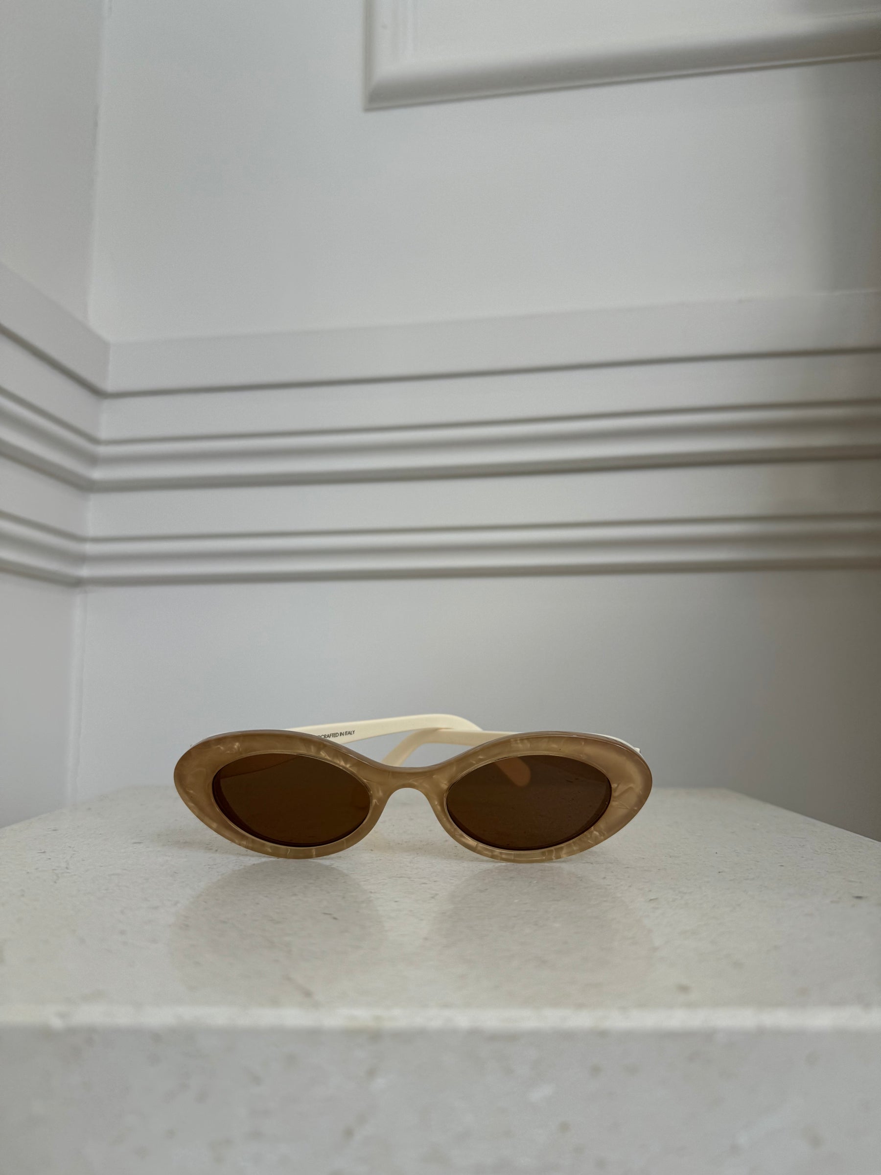 Zimmermann Taupe and Cream Oval Sunglasses