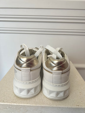 Valentino Garavani White One Stud Sneakers, 38.5