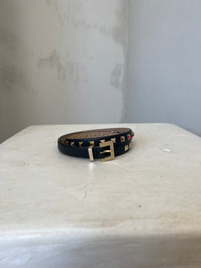 Valentino Black Leather Rockstud Belt, 70