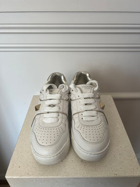 Valentino Garavani White One Stud Sneakers, 38.5