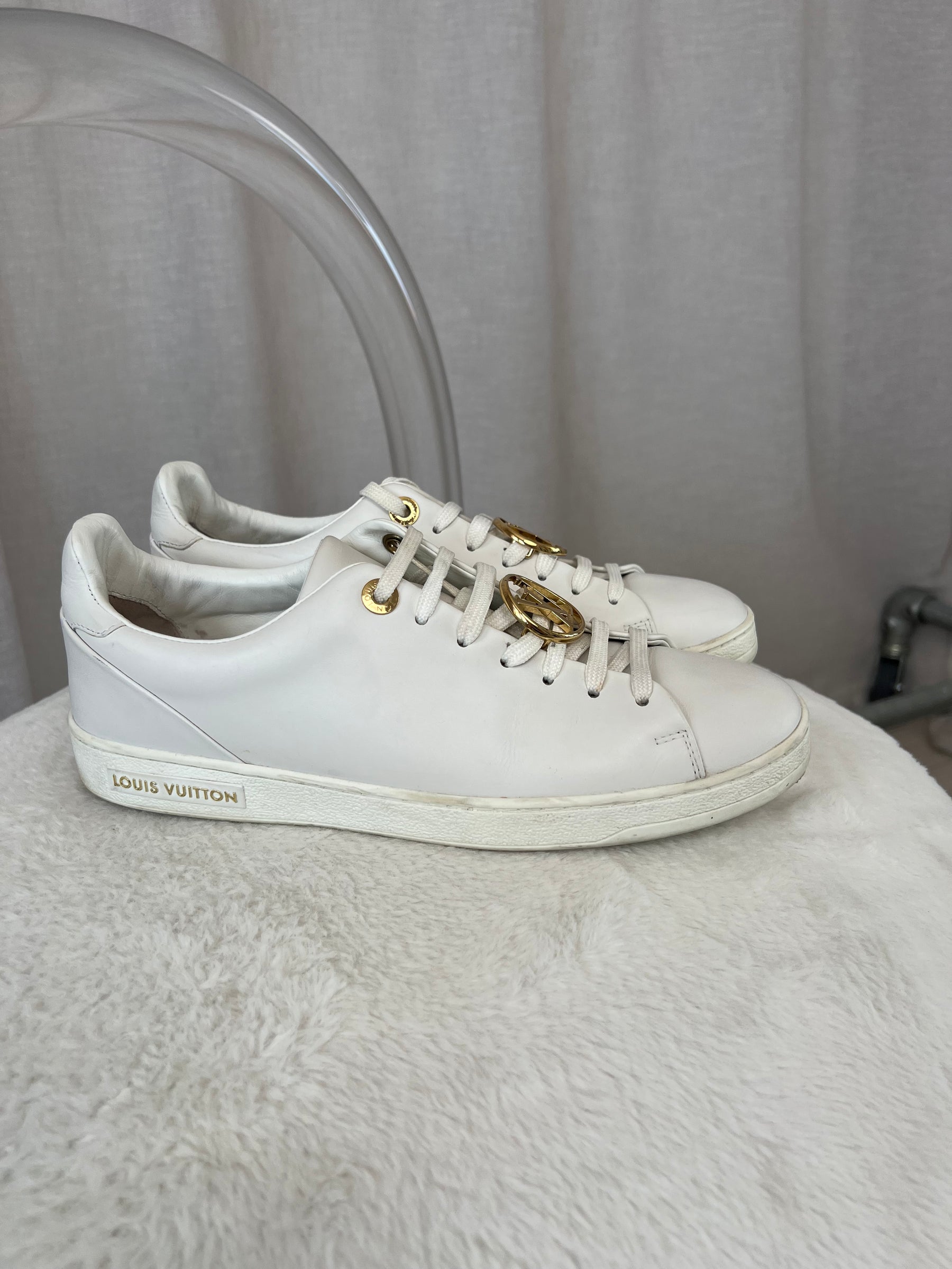 Louis Vuitton White Leather Logo Sneakers, 39