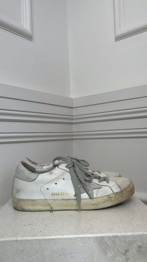 Golden Goose White Leather and Pony Superstar Sneakers, 39