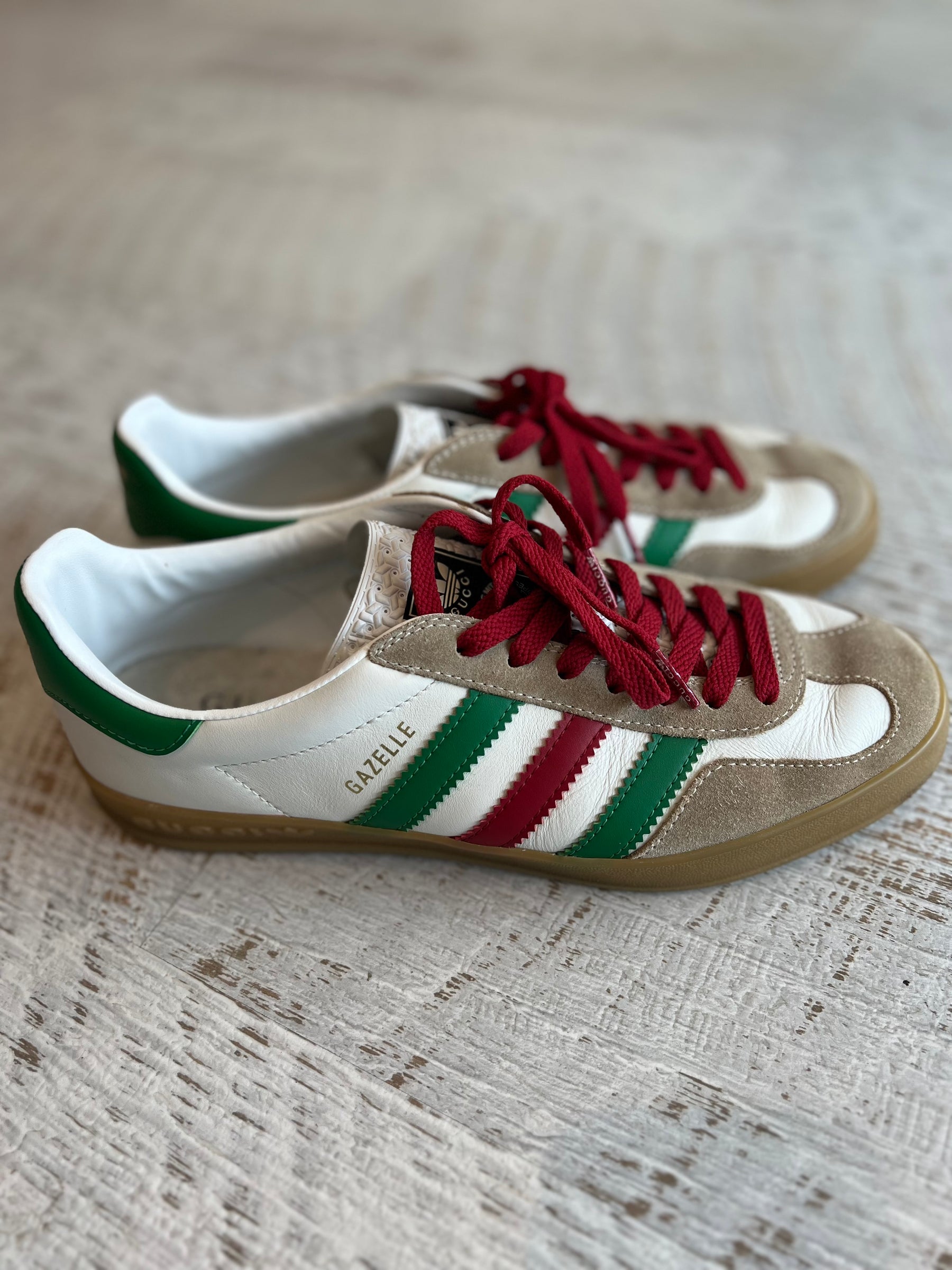 Adidas x Gucci White Red and Green Sneakers, 42