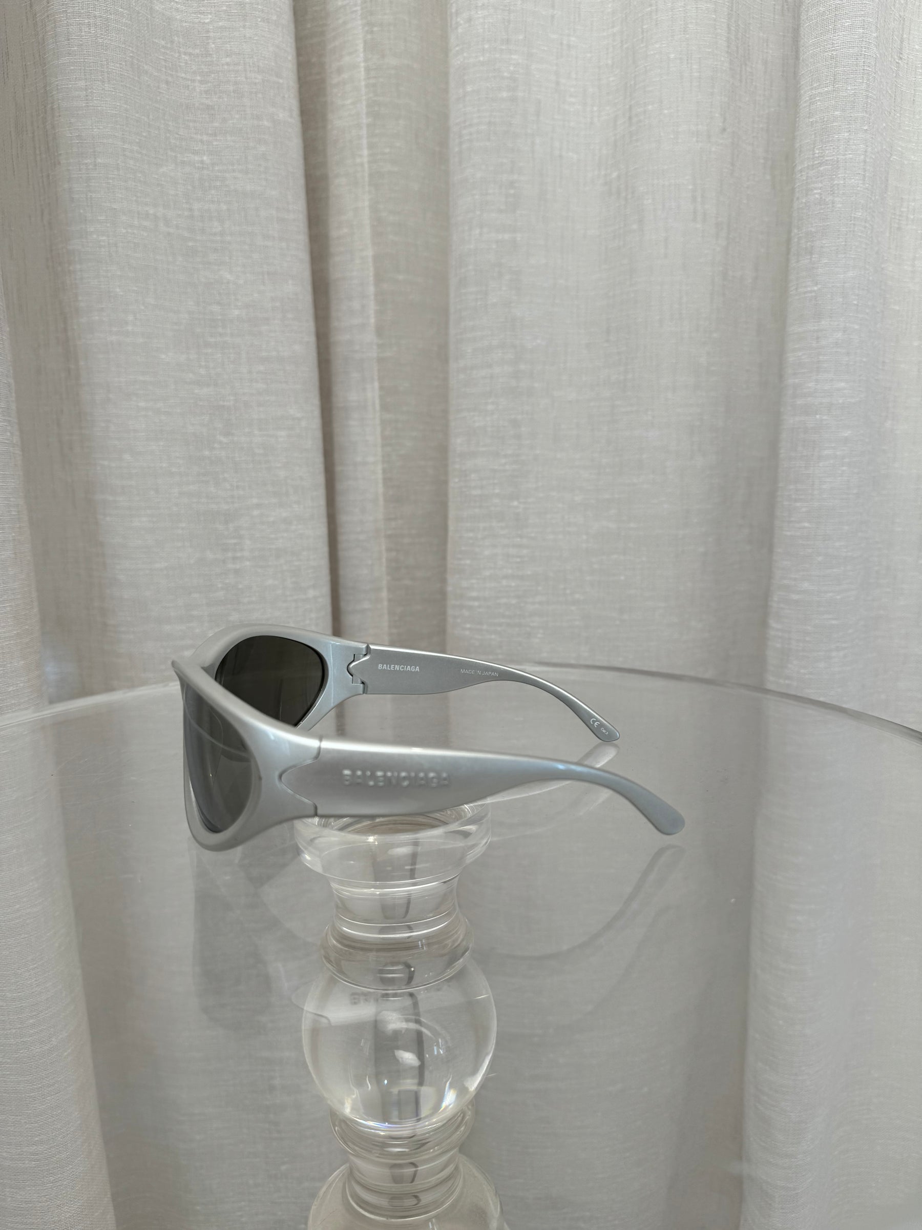 Balenciaga Silver Bug Eye Sunglasses