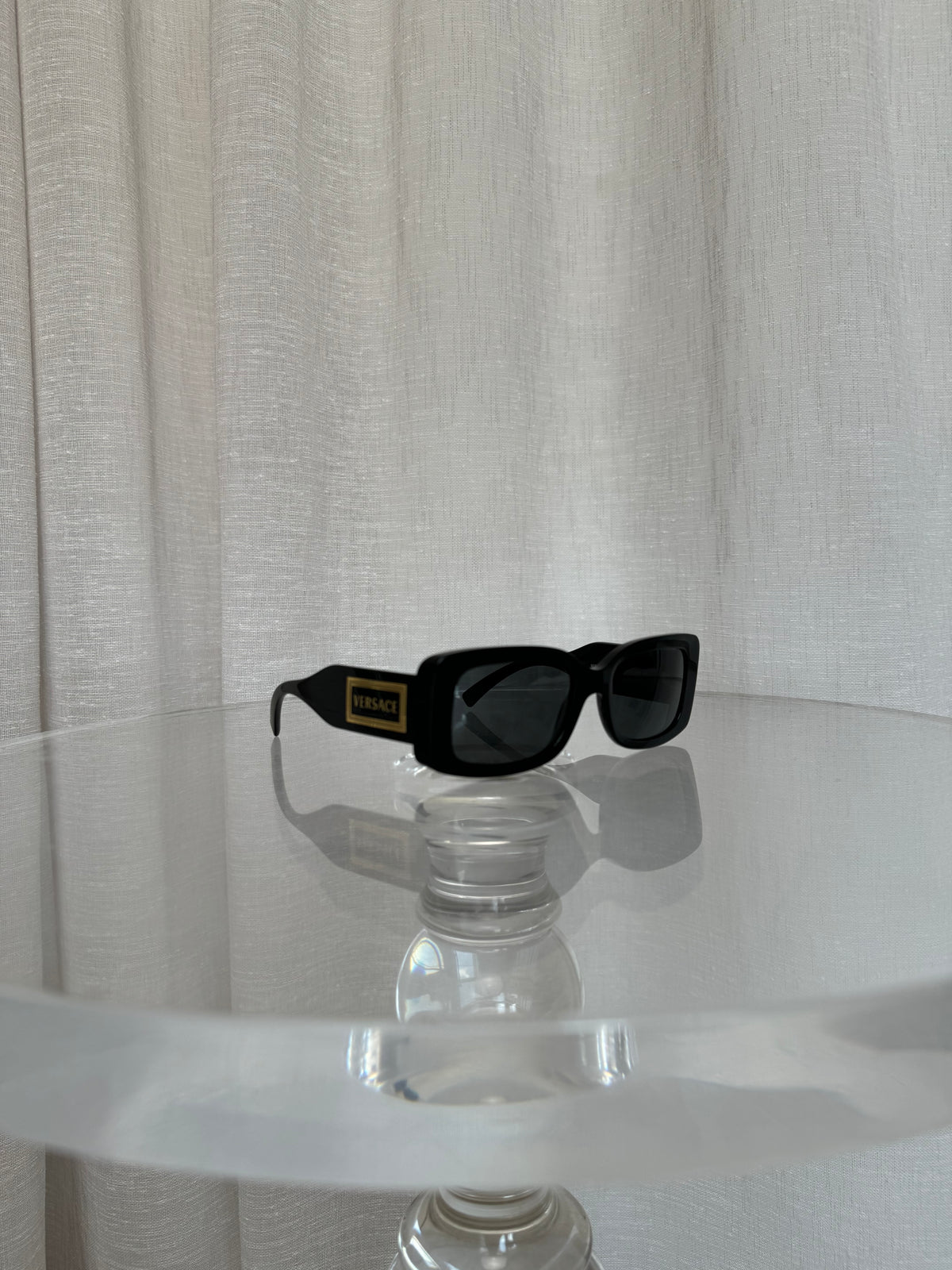 Versace Black Rectangle Logo Sunglasses