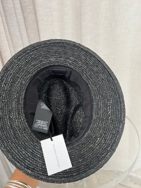 Saint Laurent Black Straw Hat with Red Detailing, 57cm