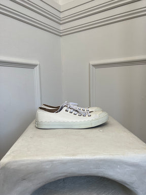 Chloé White Scallop Detail Sneakers, 41