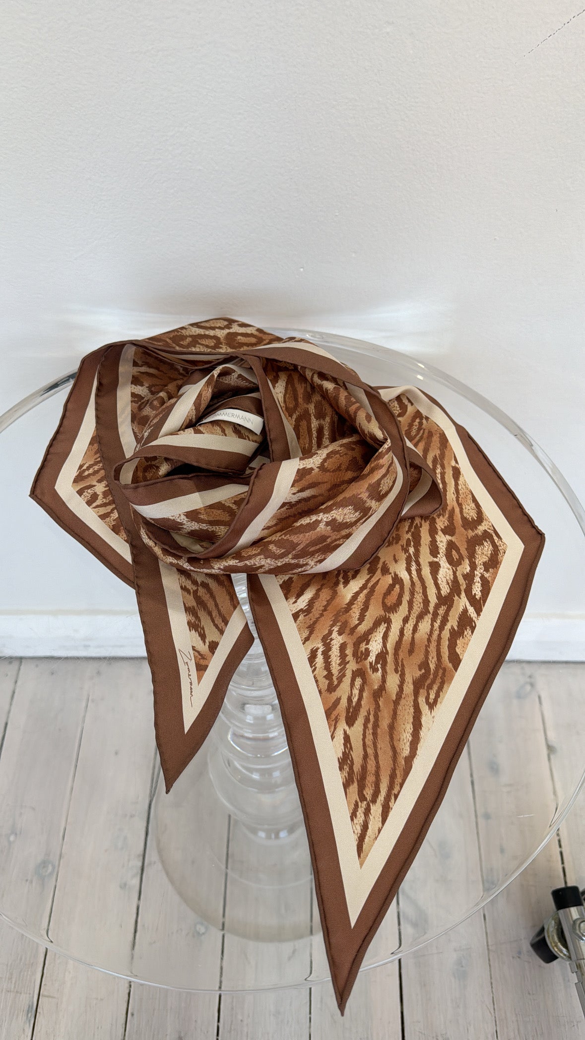 Zimmermann Brown Leopard Silk Neck Scarf