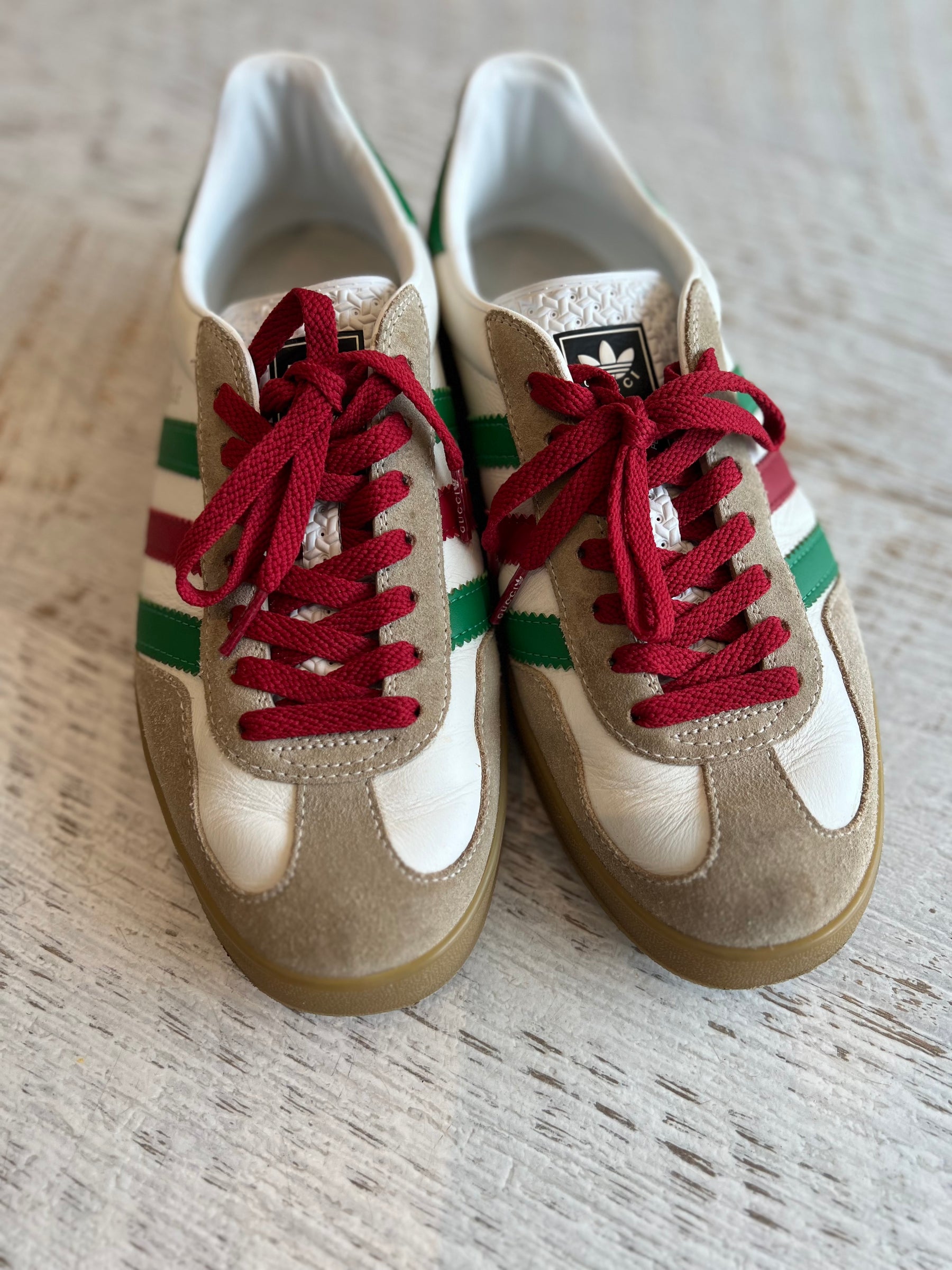 Adidas x Gucci White Red and Green Sneakers, 42