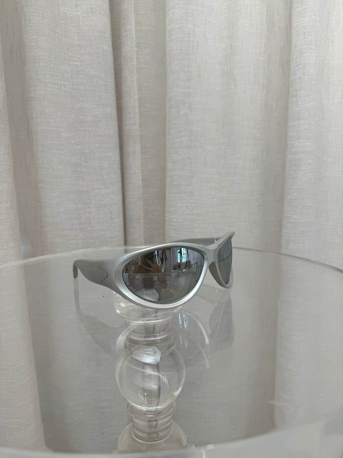 Balenciaga Silver Bug Eye Sunglasses