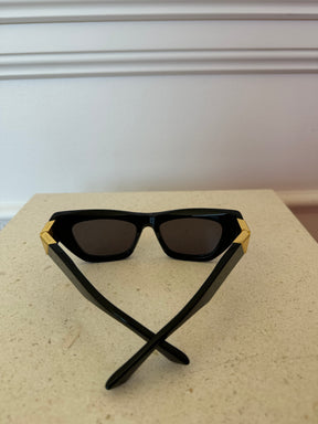 Bottega Veneta Black Sunglasses With Gold Hardware