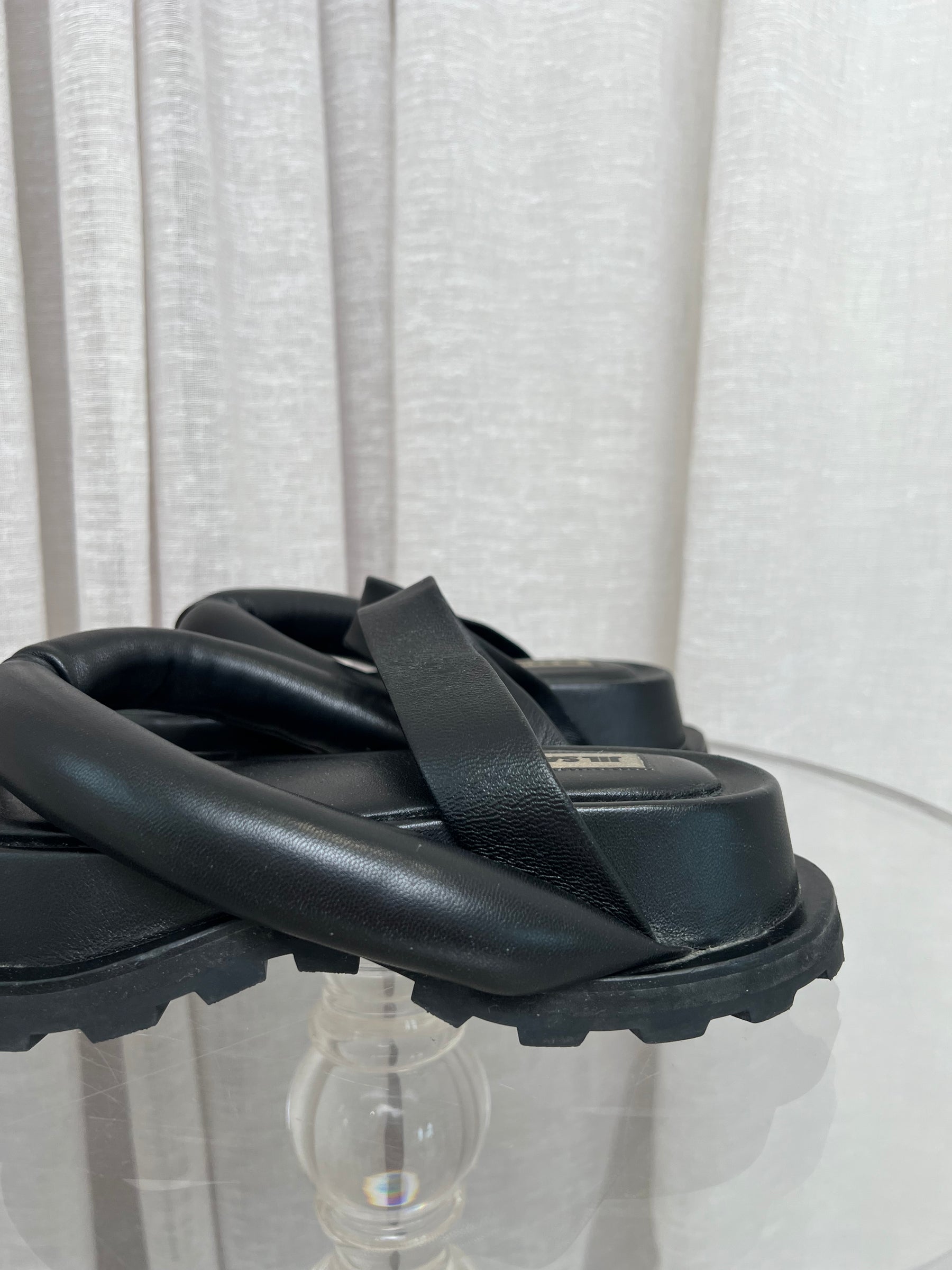 Jil Sander Black Chunky Slides, 39