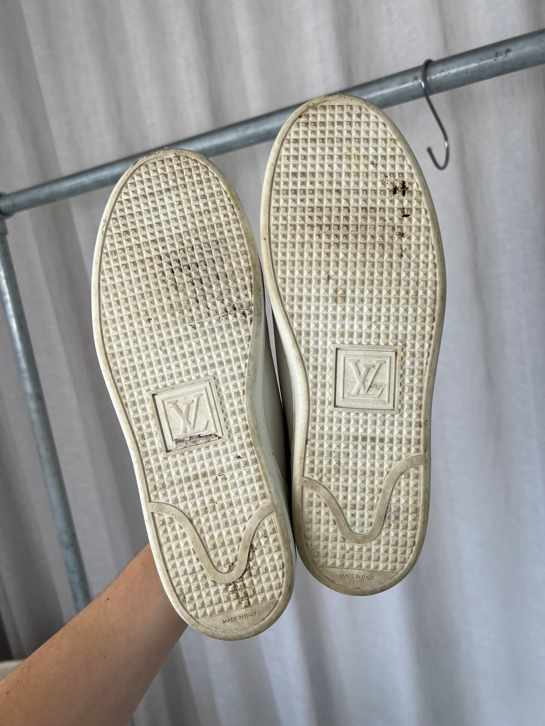 Louis Vuitton White Leather Logo Sneakers, 39