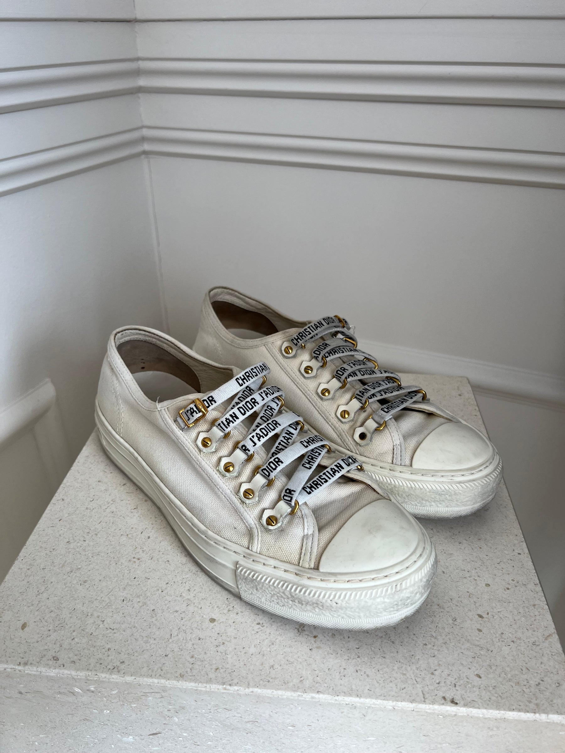 Dior J'Adior Cream Canvas Sneakers, 39