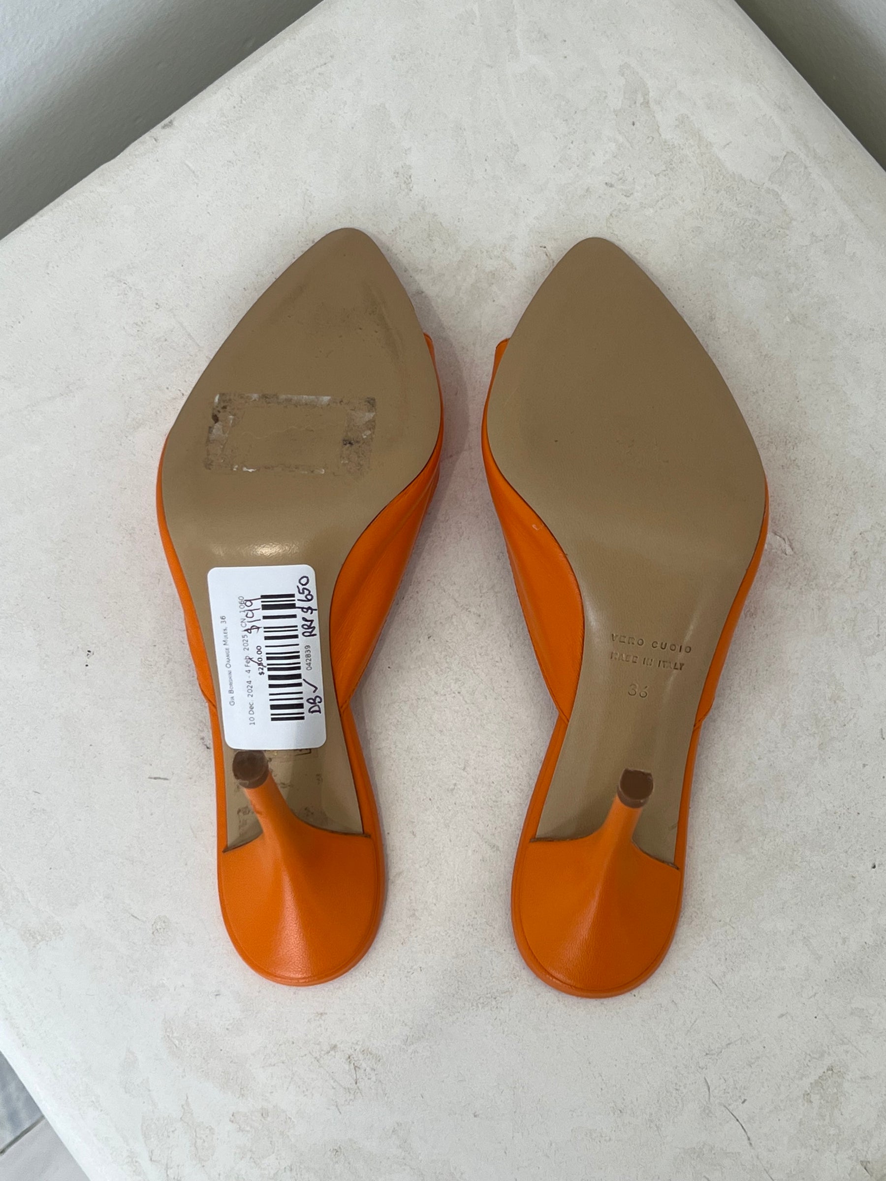 Gia Borghini Orange Mules, 36