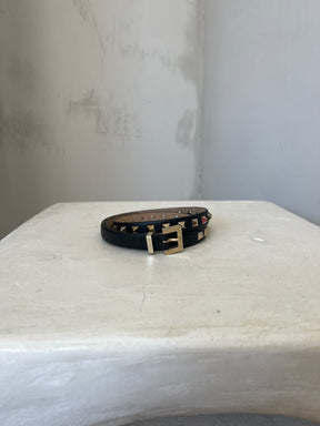 Valentino Black Leather Rockstud Belt, 70