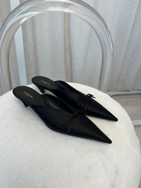 Balenciaga Satin Knife Bow Mules 39