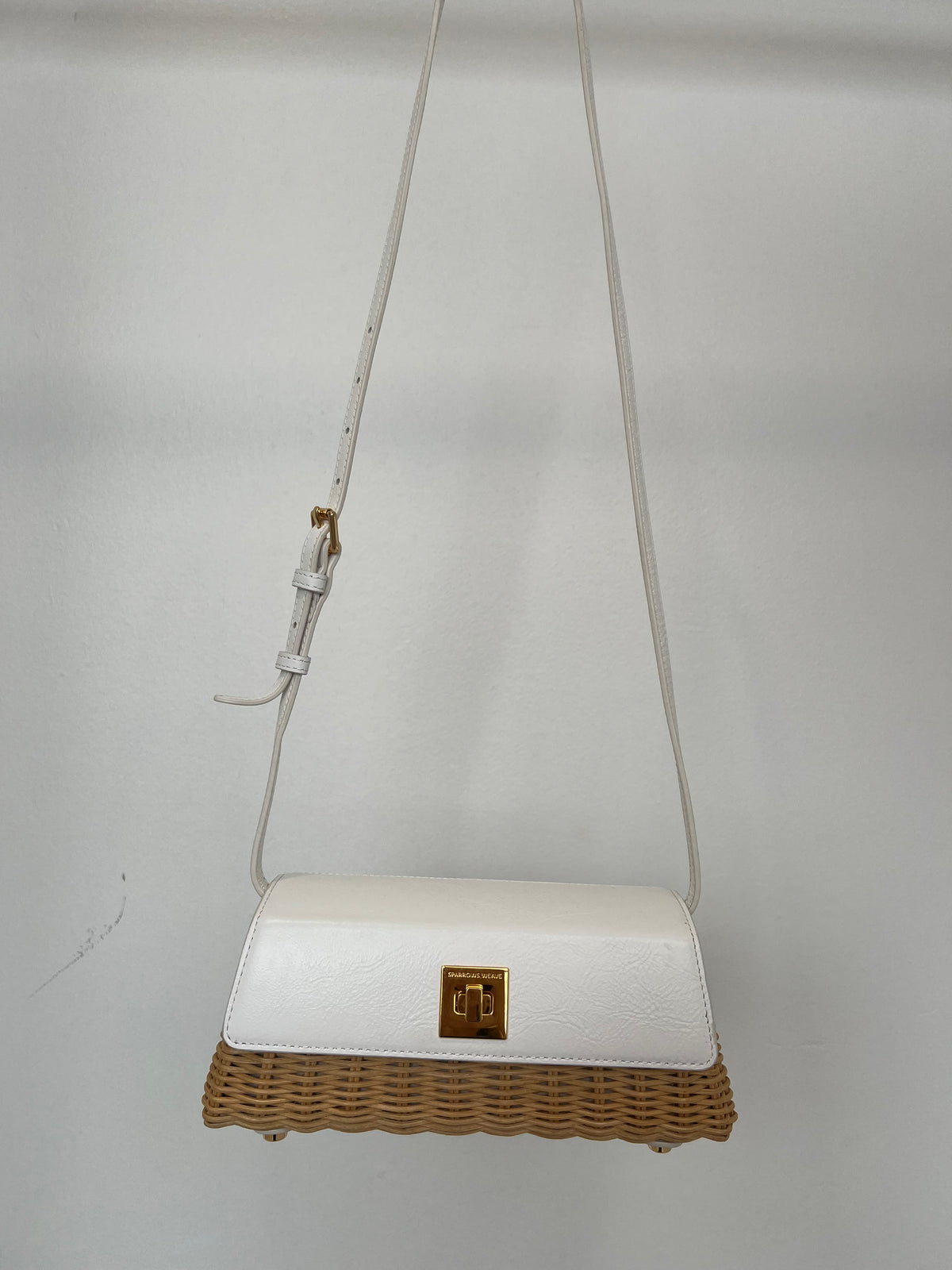 Sparrows Weave The Cross Body Wicker And Leather Clutch Ivory