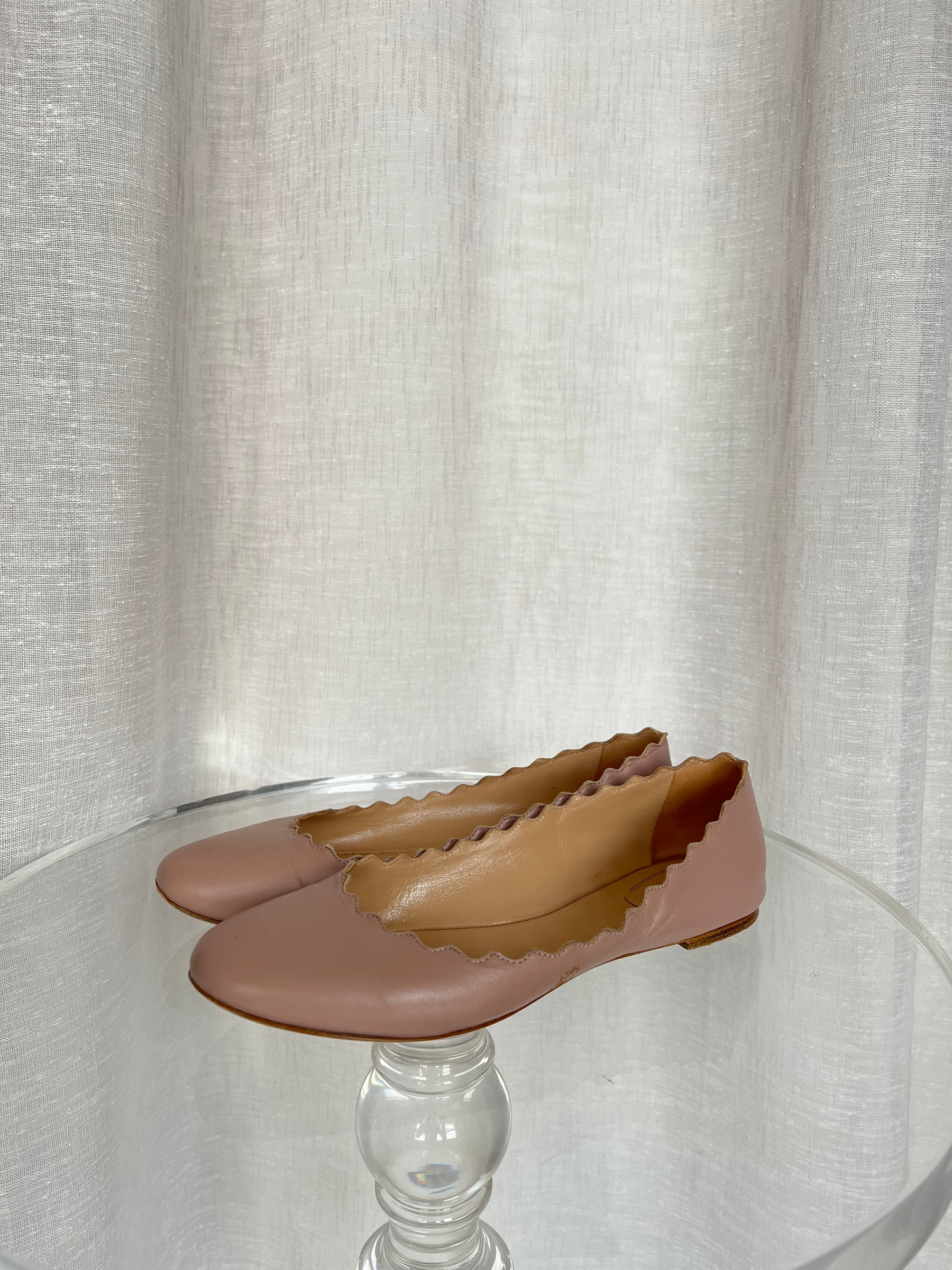 Chloe Blush Lauren Scallop Ballet Flats, 39