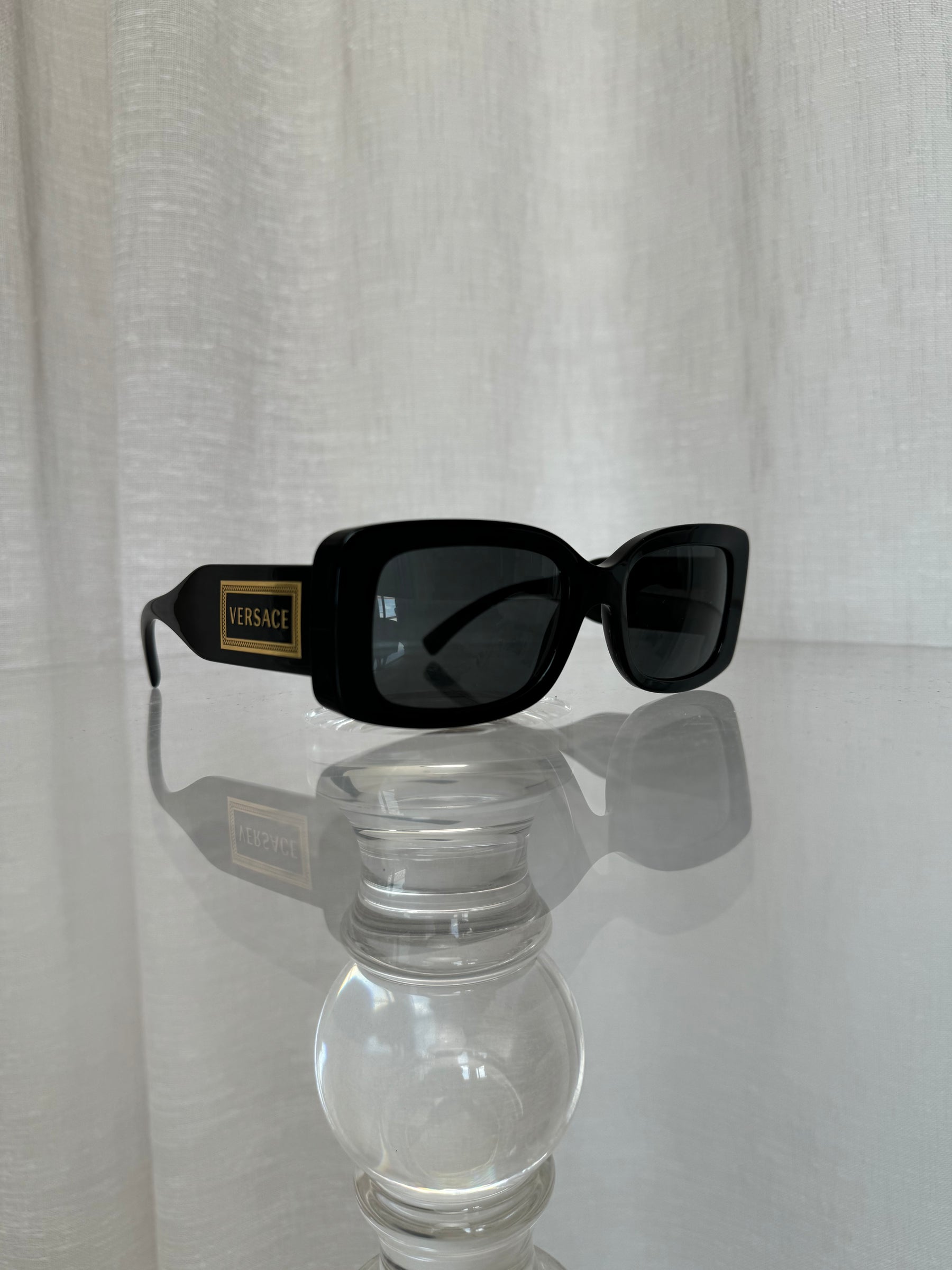 Versace Black Rectangle Logo Sunglasses