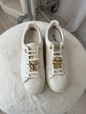 Louis Vuitton White Leather Logo Sneakers, 39