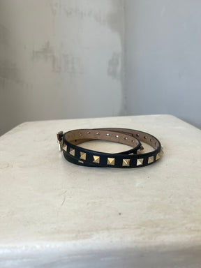 Valentino Black Leather Rockstud Belt, 70