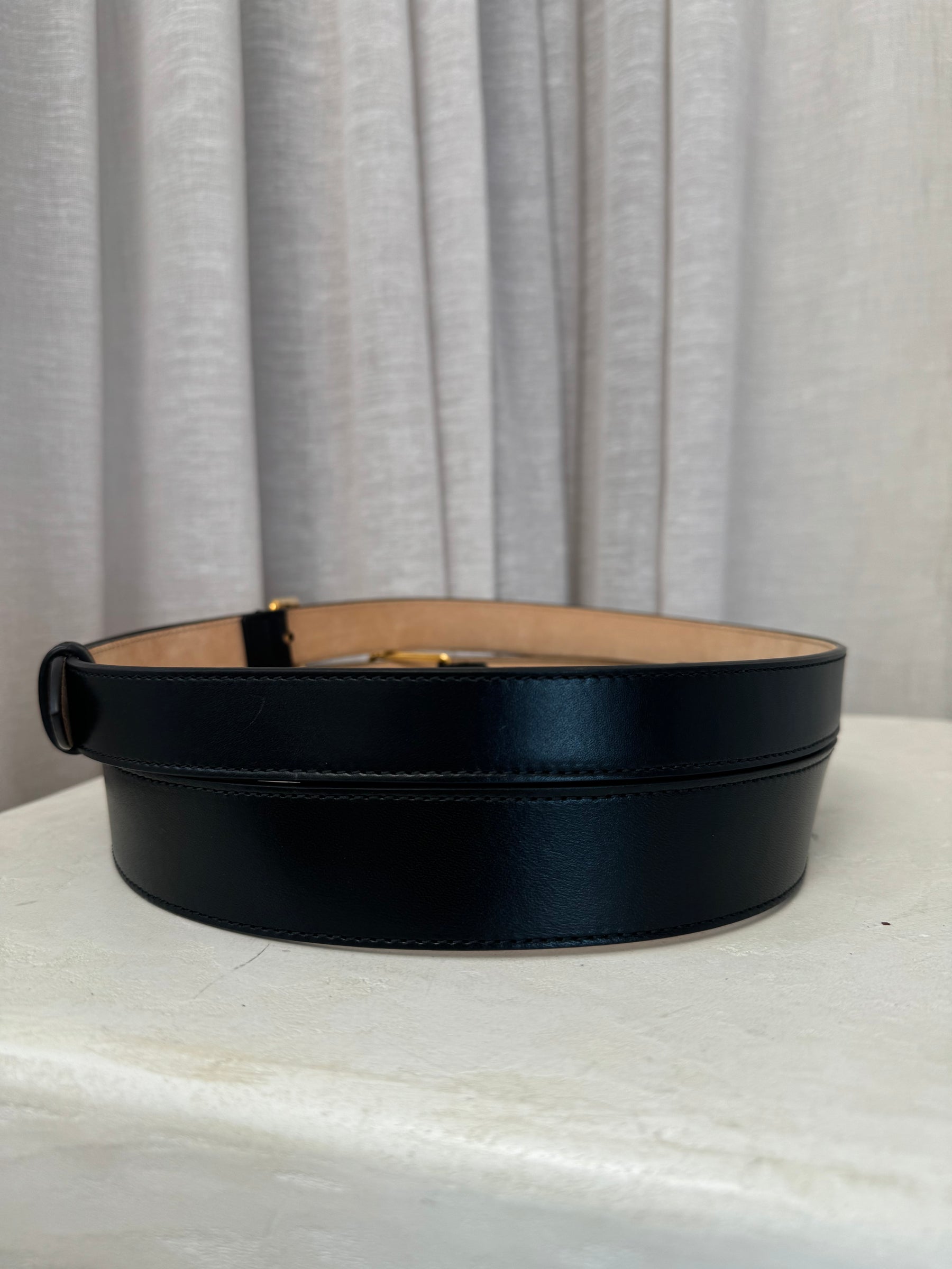 Alexander McQueen Black Leather Double Strap Belt, 80