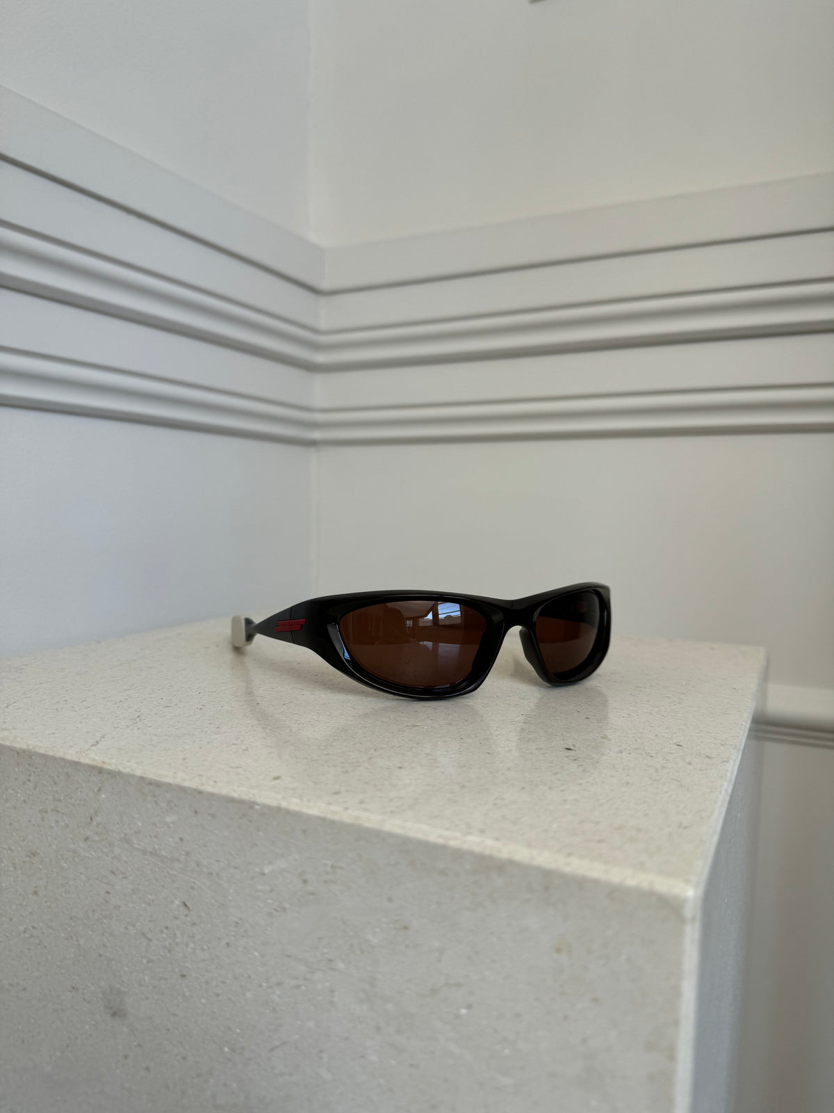 Bottega Veneta Brown Oval Sunglasses with Rubber Arm