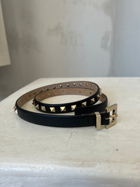 Valentino Black Leather Rockstud Belt, 70