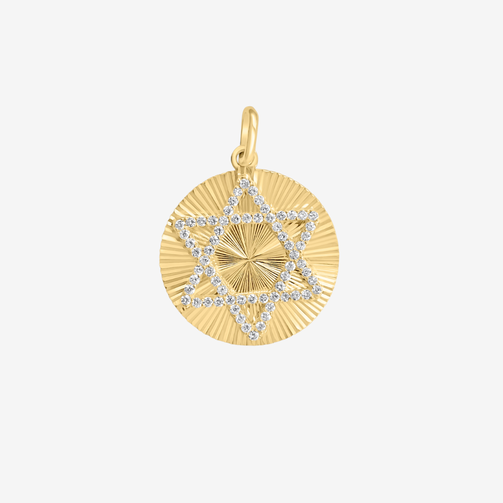 Goldie Paris Yellow Gold Golda Magen David Fluted Pendant