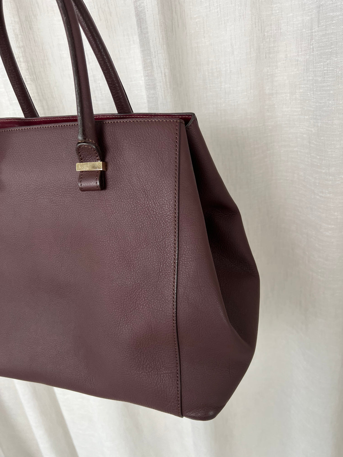 Victoria Beckham Oxblood Leather Large Tote Bag