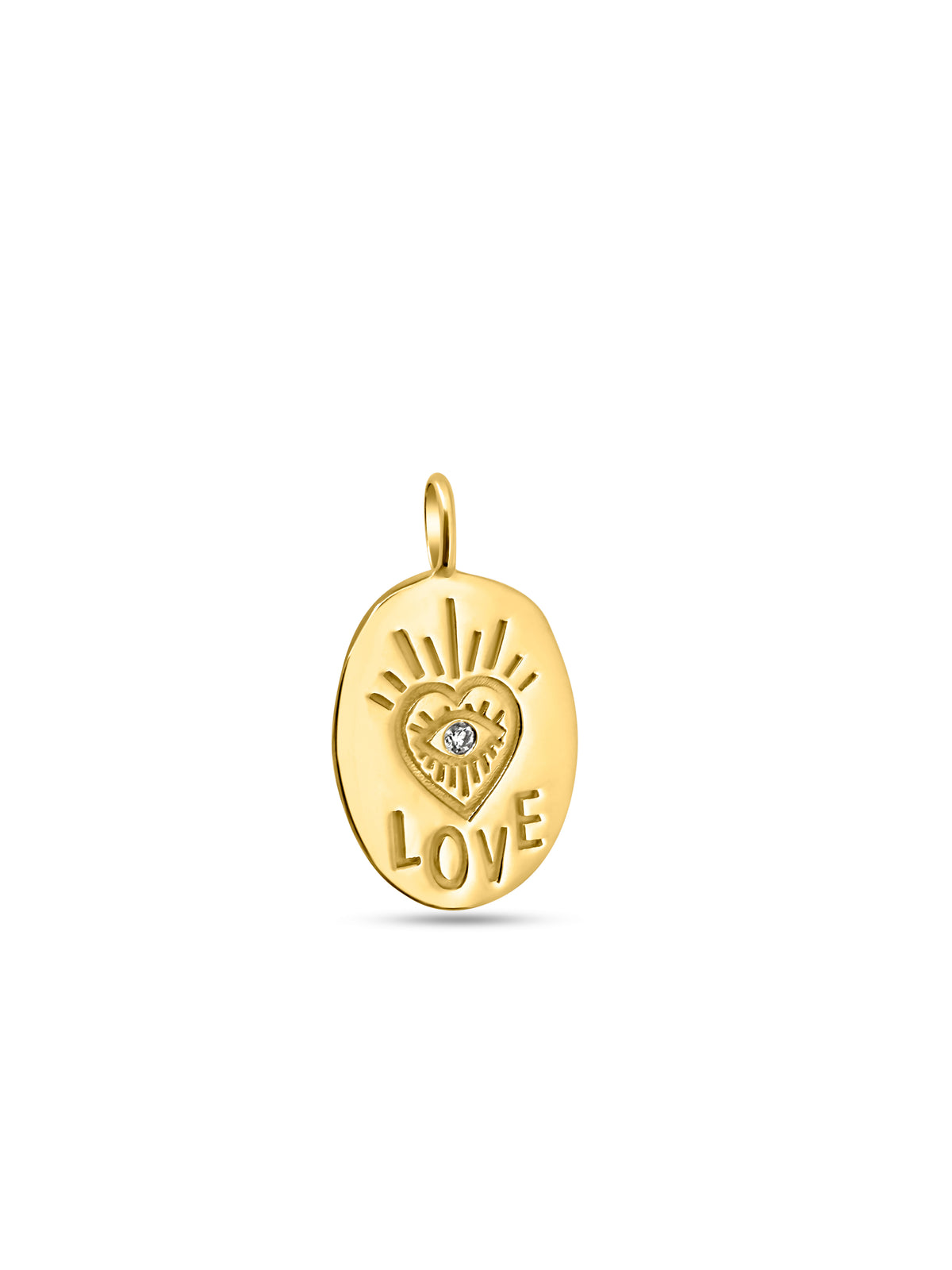 Goldie Paris Yellow Gold Oval Love Pendant with Diamond